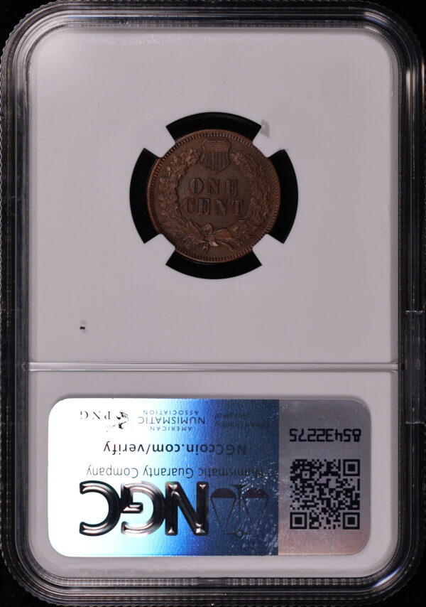 Reverse of this 1874 Indian Head Cent NGC AU Details Cleaned
