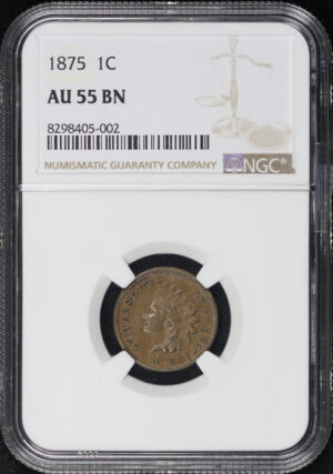 Obverse of this 1875 Indian Cent NGC AU-55 BN