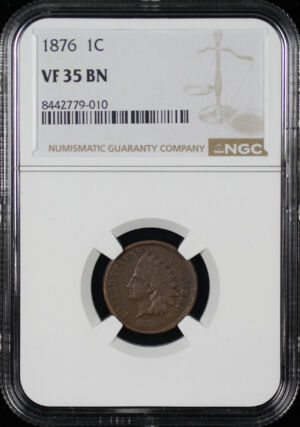 Obverse of this 1876 Indian Cent NGC VF-35 BN