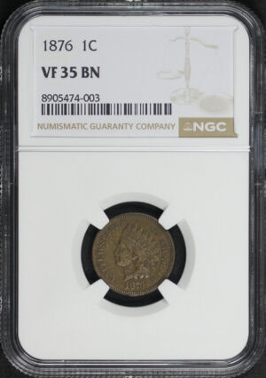 Obverse of this 1876 Indian Cent NGC VF-35 BN