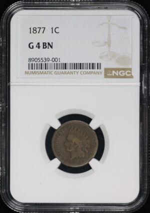 Obverse of this 1877 Indian Cent NGC G-4 BN