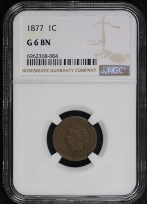 Obverse of this 1877 Indian Cent NGC G-6 BN