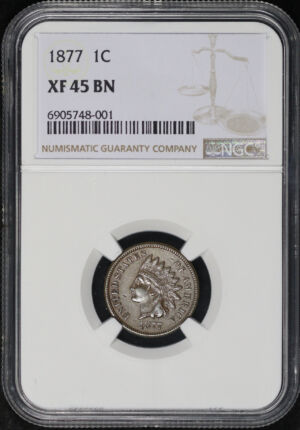 Obverse of this 1877 Indian Cent NGC XF-45 BN