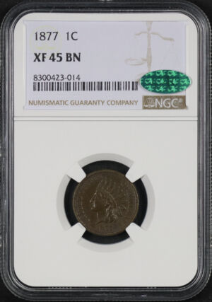 Obverse of this 1877 Indian Cent NGC XF-45 BN CAC