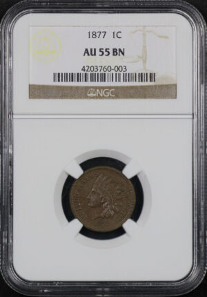 Obverse of this 1877 Indian Cent NGC AU-55 BN