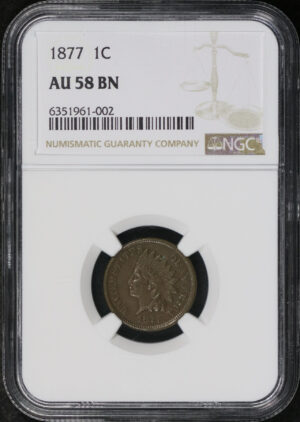 Obverse of this 1877 Indian Cent NGC AU-58 BN