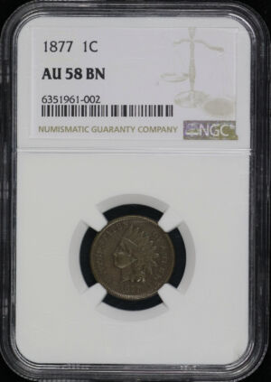 Obverse of this 1877 Indian Cent NGC AU-58 BN