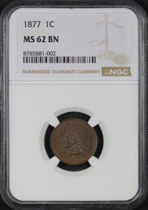 Obverse of this 1877 Indian Cent NGC MS-62 BN