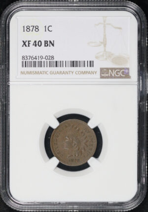 Obverse of this 1878 Indian Cent NGC XF-40 BN