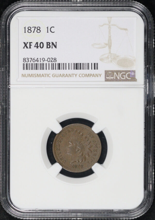 Obverse of this 1878 Indian Cent NGC XF-40 BN