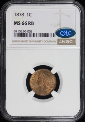 Obverse of this 1878 Indian Cent NGC MS-66 RB CAC