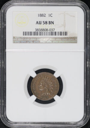 Obverse of this 1882 Indian Cent NGC AU-58 BN