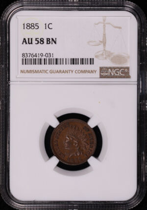 Obverse of this 1885 Indian Head Cent NGC AU-58 BN