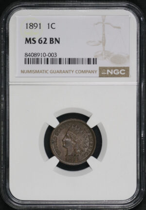 Obverse of this 1891 Indian Cent NGC MS-62 BN