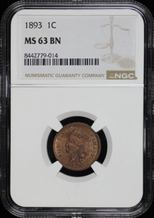 Obverse of this 1893 Indian Cent NGC MS-63 BN