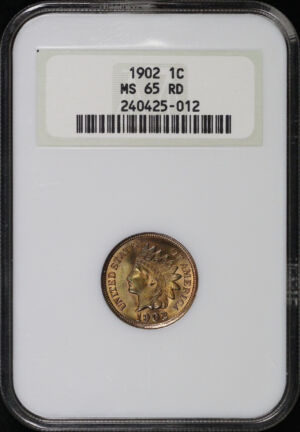 Obverse of this 1902 Indian Cent NGC MS-65 RD Old Fatty Holder