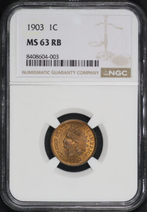 Obverse of this 1903 Indian Cent NGC MS-63 RB
