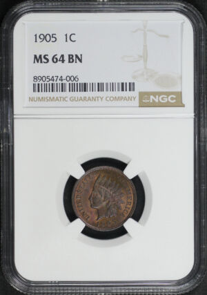 Obverse of this 1905 Indian Cent NGC MS-64 BN