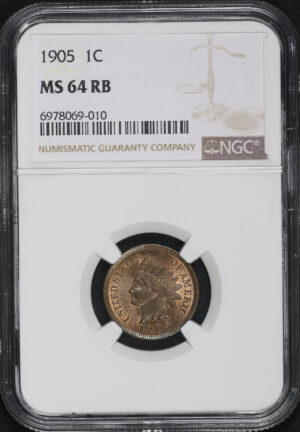 Obverse of this 1905 Indian Cent NGC MS-64 RB