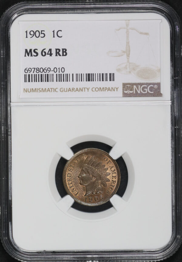 Obverse of this 1905 Indian Cent NGC MS-64 RB