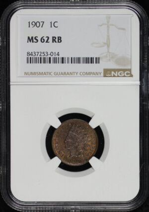 Obverse of this 1907 Indian Cent NGC MS-62 RB