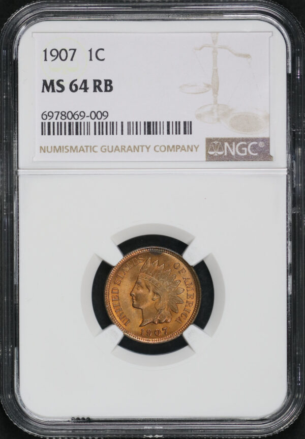 Obverse of this 1907 Indian Cent NGC MS-64 RB