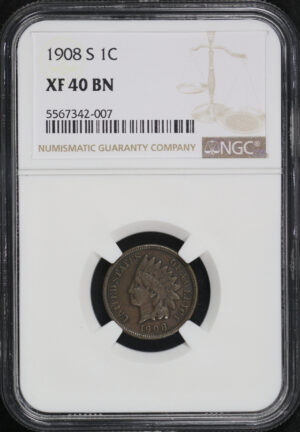 Obverse of this 1908-S Indian Cent NGC XF-40 BN