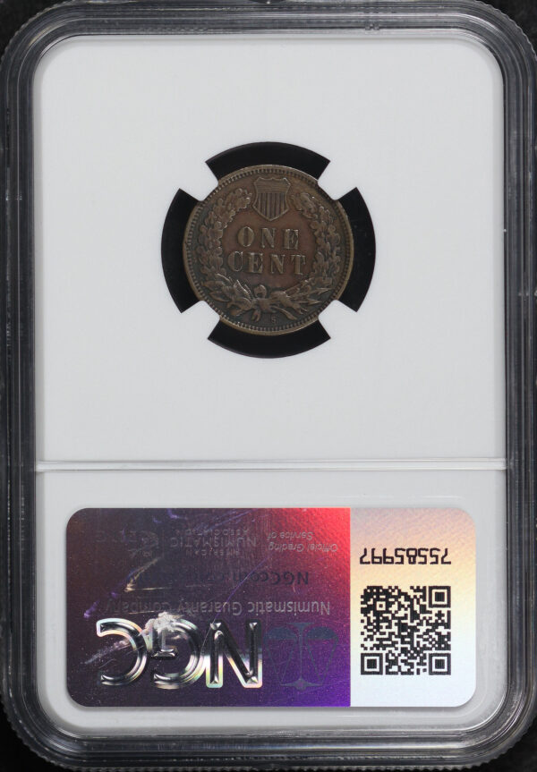 Reverse of this 1908-S Indian Cent NGC XF-40 BN