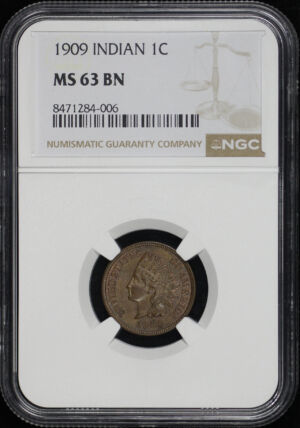 Obverse of this 1909 Indian Cent NGC MS-63 BN