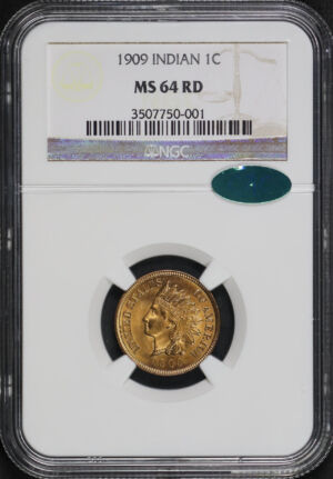Obverse of this 1909 Indian Cent NGC MS-64 RD CAC