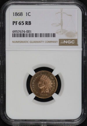 Obverse of this 1868 Indian Cent NGC PF-65 RB