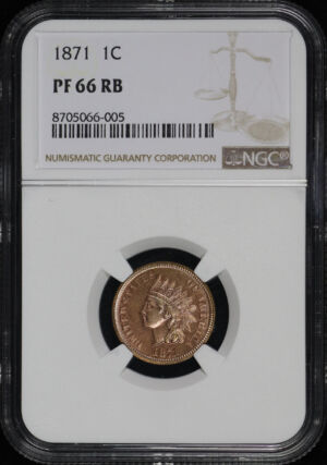 Obverse of this 1871 Indian Cent NGC PF-66 RB