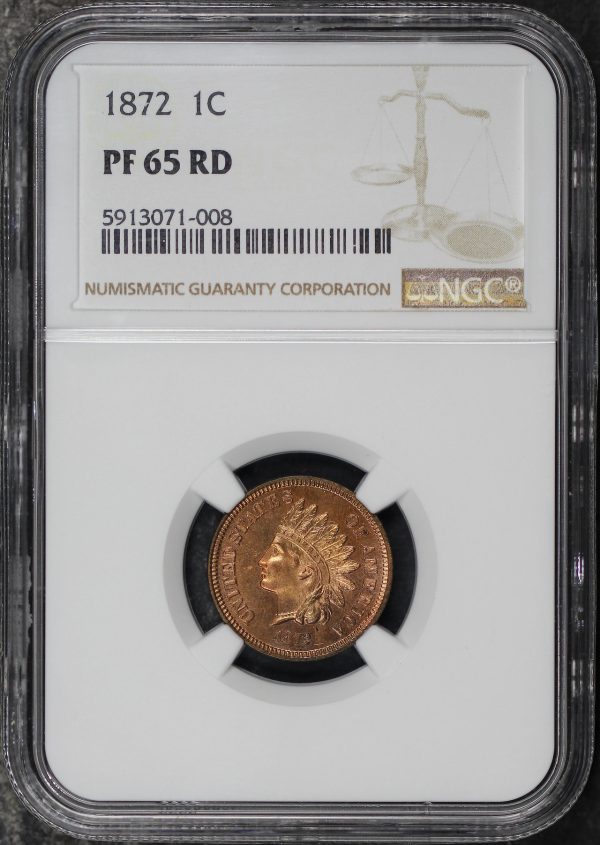 Obverse of this 1872 Indian Cent NGC PF-65 RD