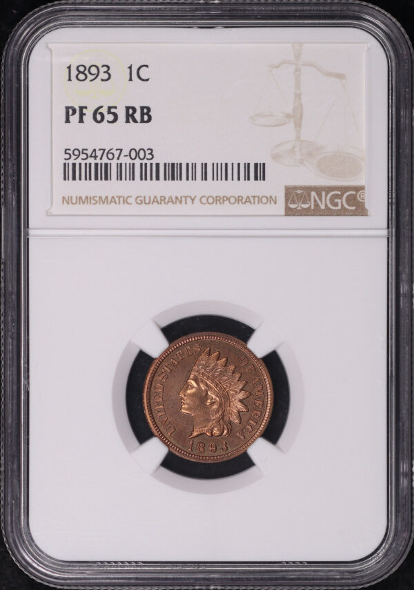 Obverse of this 1893 Indian Cent NGC PF-65 RB