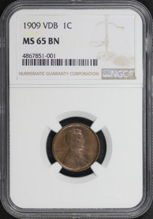 Obverse of this 1909 VDB Lincoln Cent Wheat Reverse NGC MS-65 BN