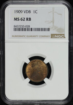 Obverse of this 1909 VDB Lincoln Cent Wheat Reverse NGC MS-62 RB