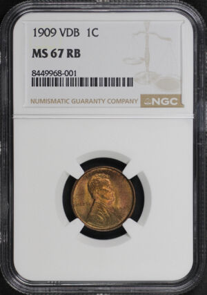 Obverse of this 1909 VDB Lincoln Cent Wheat Reverse NGC MS-67 RB