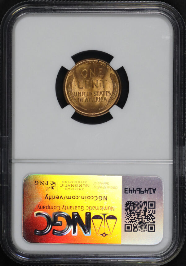 Reverse of this 1909 VDB Lincoln Cent Wheat Reverse NGC MS-65 RD