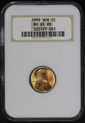 Obverse of this 1909 VDB Lincoln Cent Wheat Reverse NGC MS-65 RD Old Fatty Holder – Full Hologram