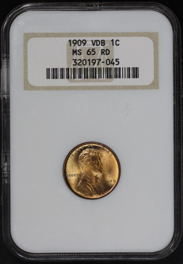 Obverse of this 1909 VDB Lincoln Cent Wheat Reverse NGC MS-65 RD Old Fatty Holder – Full Hologram