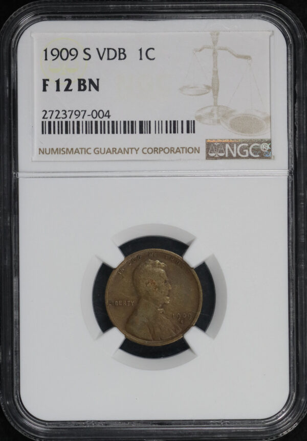 Obverse of this 1909-S VDB Indian Cent NGC F-12 BN