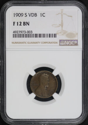 Obverse of this 1909-S VDB Lincoln Cent Wheat Reverse NGC F-12 BN