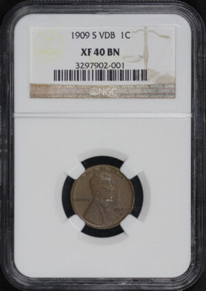 Obverse of this 1909-S VDB Lincoln Cent Wheat Reverse NGC XF-40 BN