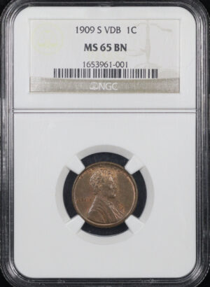 Obverse of this 1909-S VDB Lincoln Cent Wheat Reverse NGC MS-65 BN