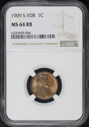 Obverse of this 1909-S VDB Lincoln Cent Wheat Reverse NGC MS-64 RB