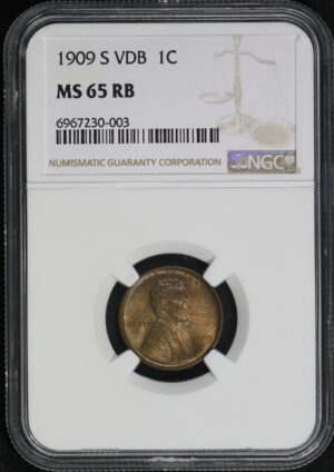 Obverse of this 1909-S VDB Lincoln Cent Wheat Reverse NGC MS-65 RB