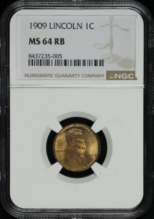 Obverse of this 1909 Lincoln Cent Wheat Reverse NGC MS-64 RB