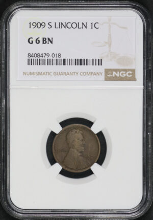 Obverse of this 1909-S Lincoln Cent Wheat Reverse NGC G-6 BN