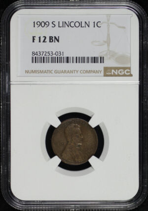 Obverse of this 1909-S Lincoln Cent Wheat Reverse NGC F-12 BN
