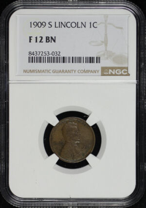 Obverse of this 1909-S Lincoln Cent Wheat Reverse NGC F-12 BN